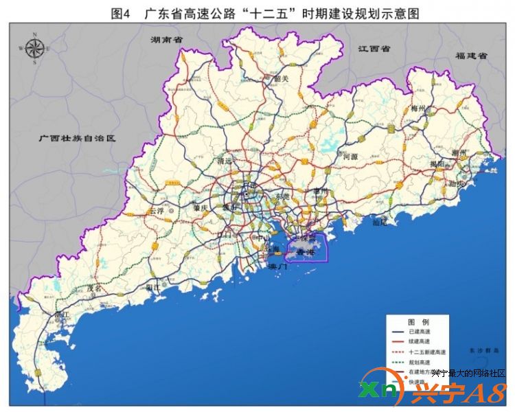 广东省高速公路"十二五"时期建设规划示意图